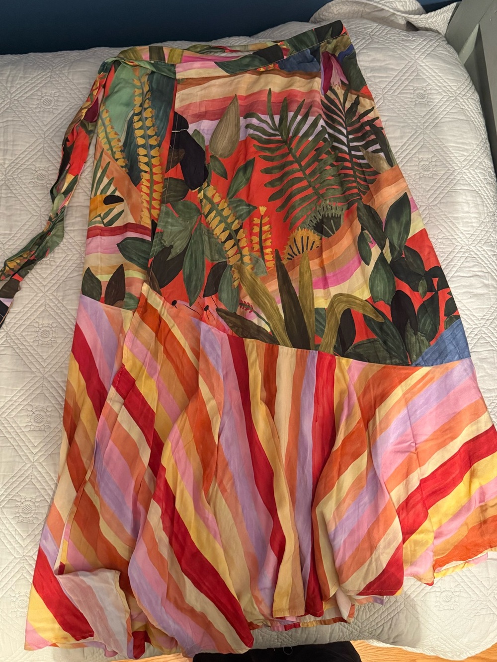 FARM Rio Multicolor Tropical Stripe Wrap Skirt